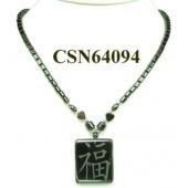 Hematite Chinese characters "Happiness" Pendant Beads Stone Chain Choker Fashion Women Necklace